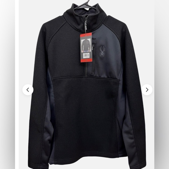 Spyder Other - Spyder Black Performance Fleece Lined Mens Bandit Wengen 1/2 Zip Sweater Jacket